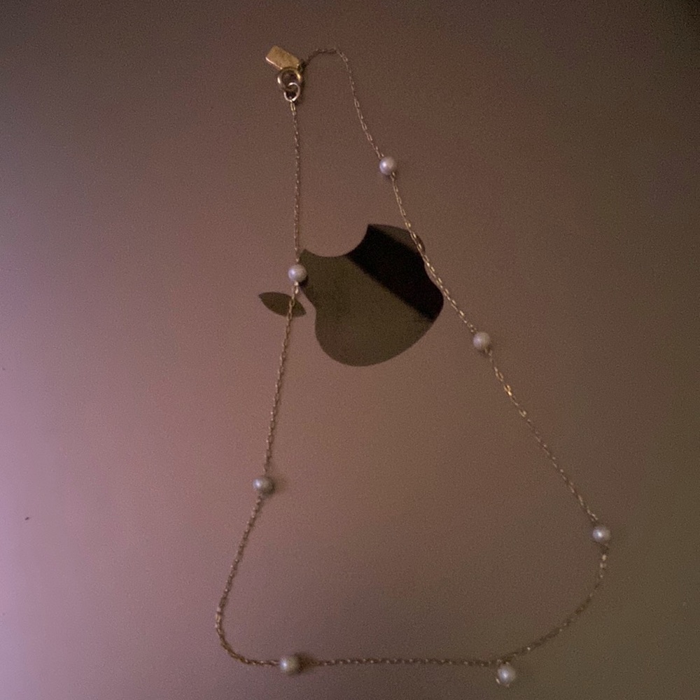 Short gold over silver little pearl necklace